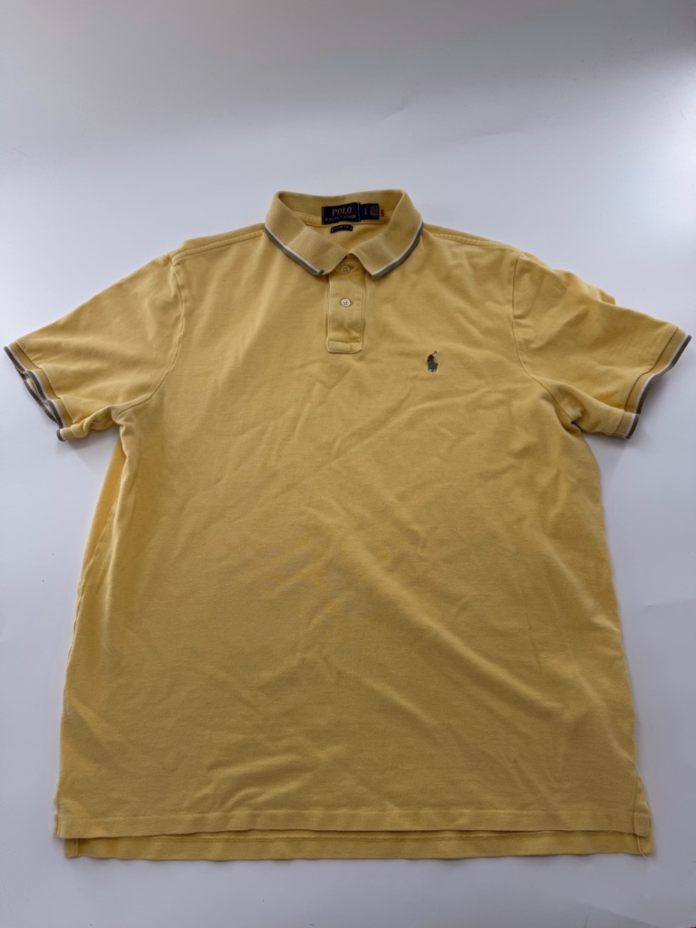 POLO Ralph Lauren Men’s Butter Yellow Polo Shirt Short Sleeve Cotton Large